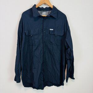 Columbia Mens XXL long sleeved vented nylon shirt quick dry black